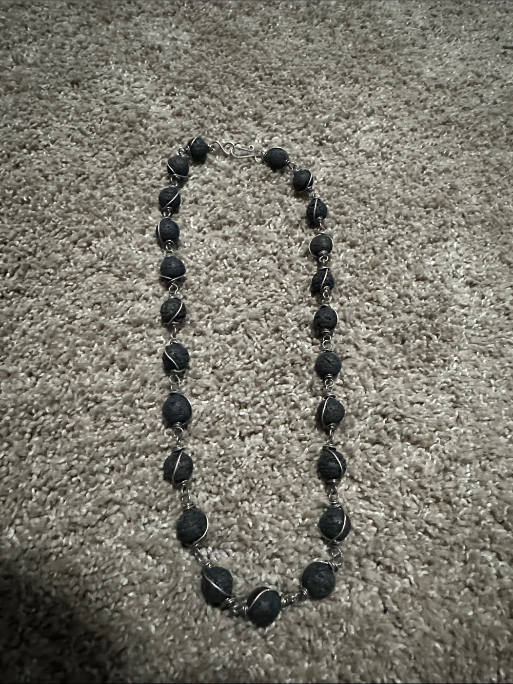 Handcrafted Black Lava Bead Necklace